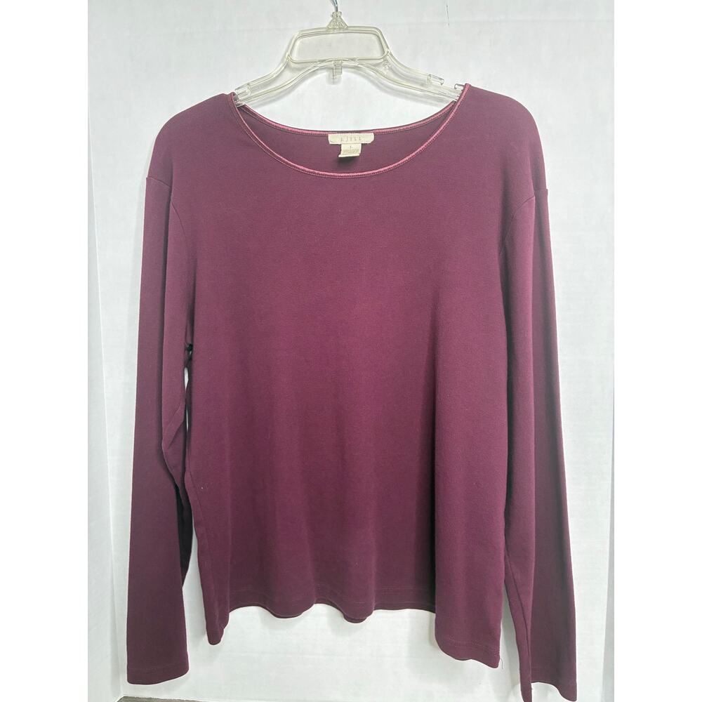 J.Jill Long Sleeve Cotton Top Maroon Size Large